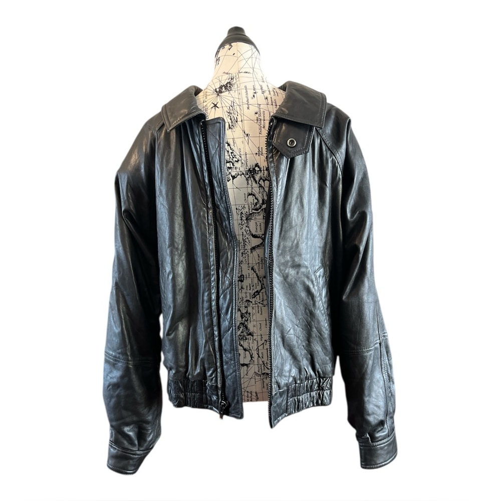 Marc New York Bomber 100% Leather Jacket Mens Size Medium Black Korea